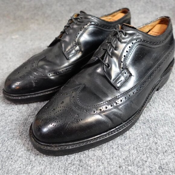 Florsheim Imperial 9 Black Long Wing Shell Cordovan Vintage - Picture 1 of 14